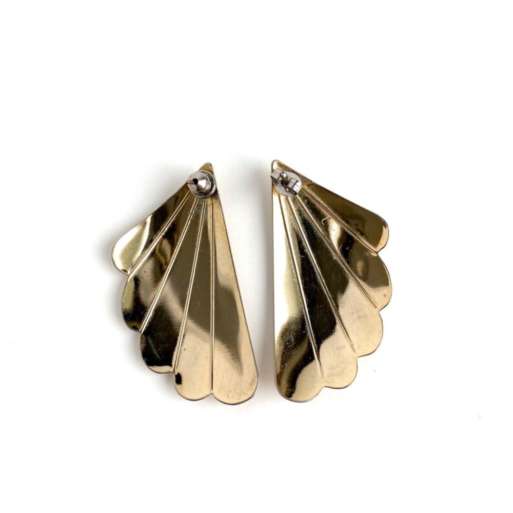 Vintage 80s 90s Gold Tone Earrings - Picture 2 of 3